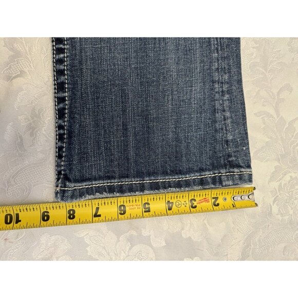 MISS ME Boot Cut Jeans Thick Stitch Western Bling Size 30x34 Zebra Print Stars - Picture 10 of 11